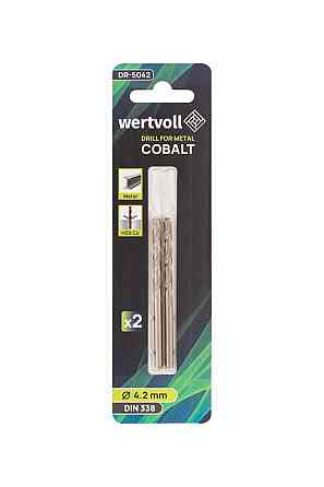 Сверло для металла WERTVOLL HSS 4.2х75 мм COBALT DIN 338 набор 2 шт DR-5042 Харків