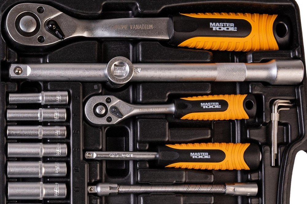 Набор инструментов MASTERTOOL PROFI ¼"&½" 111 шт 4-14 мм 10-32 мм CrV50BV30 противоударный кейс 78-5 Харків - зображення 4