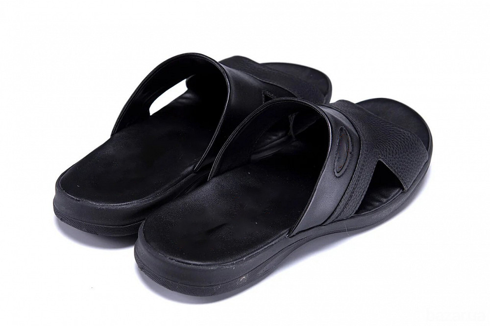 Мужские кожаные  летние шлепанцы-сланцы E-series Black Киев - изображение 12