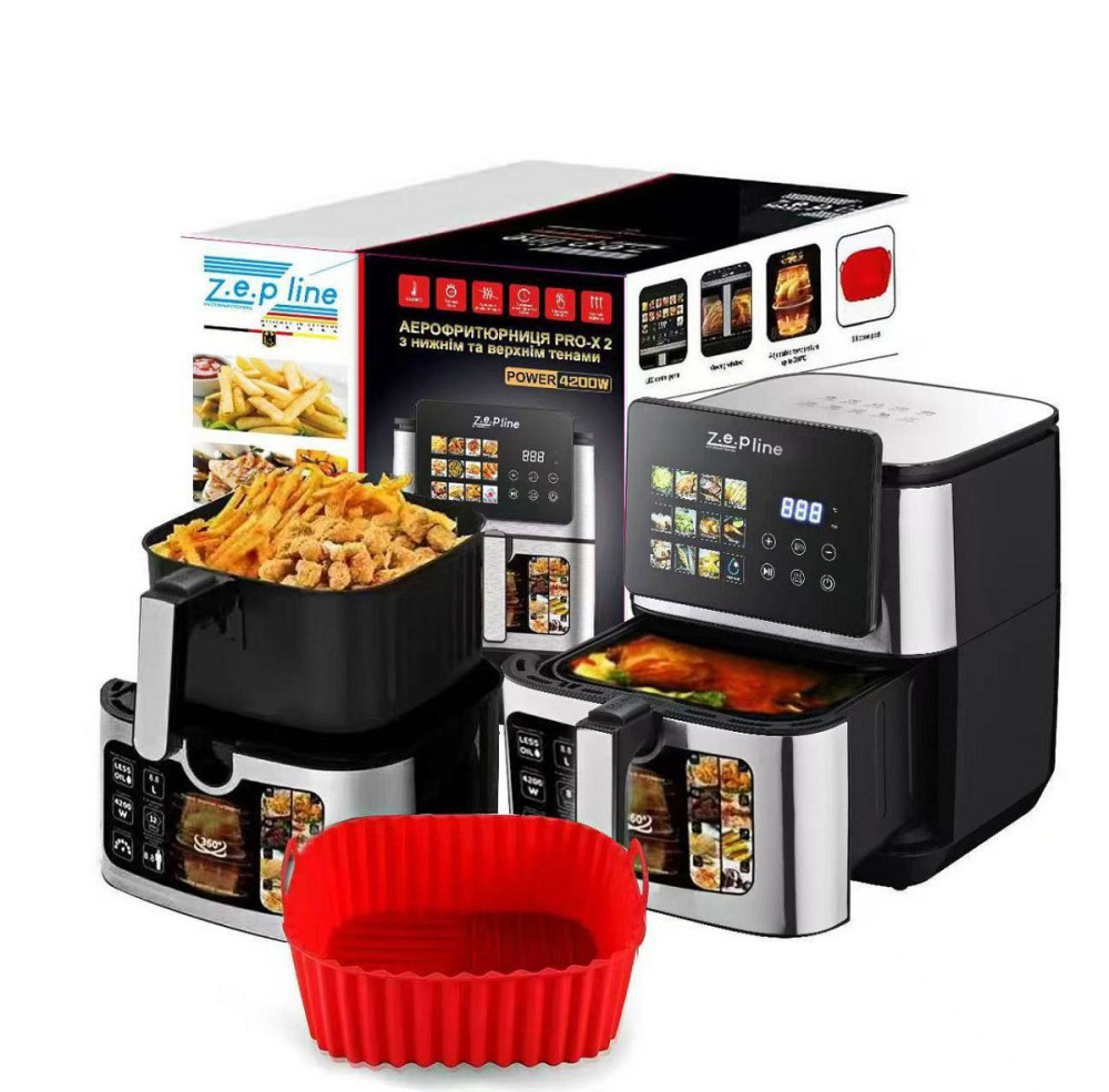 Аэрогриль мультипечь на два тэна со съемным ковшиком и силиконовой формой Zepline ZP-00342 13 л 4200 Киев - изображение 1