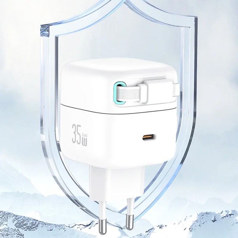 СЗУ Usams US-CC209 GaN With Lightning Magnetic Retractable Cable Module XMF Ser. 35W (2USB-C) Херсон - зображення 7