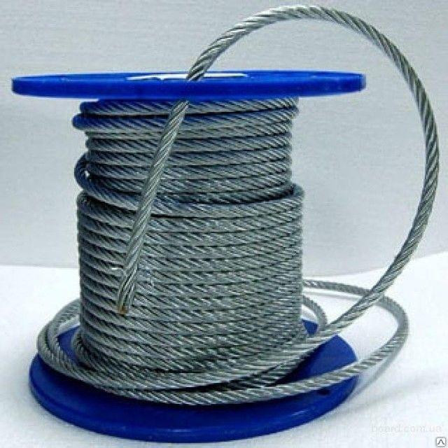 Трос нержавейка DIN 3055 3 mm (6x7+1FC) средней жесткости А4 (200 м/бухта) Киев - изображение 2