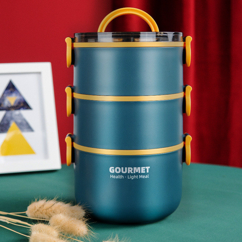 Ланч бокс триярусний харчовий 11055 2000 мл синій Киев - изображение 1