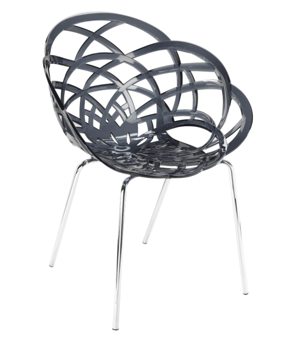 Кресло Papatya Flora-ML прозрачно-дымчатое сиденье, ножки хром Киев - изображение 1