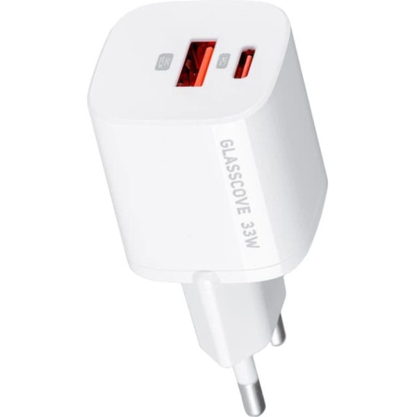 Мережевий зарядний пристрій Glasscove Wall Charger 33W USB+Type-C White Харків - зображення 3