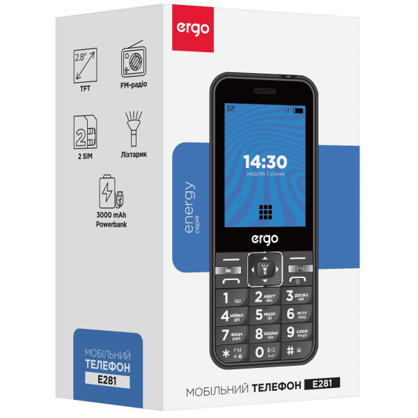 Телефон ERGO E281 Black Харків - зображення 8