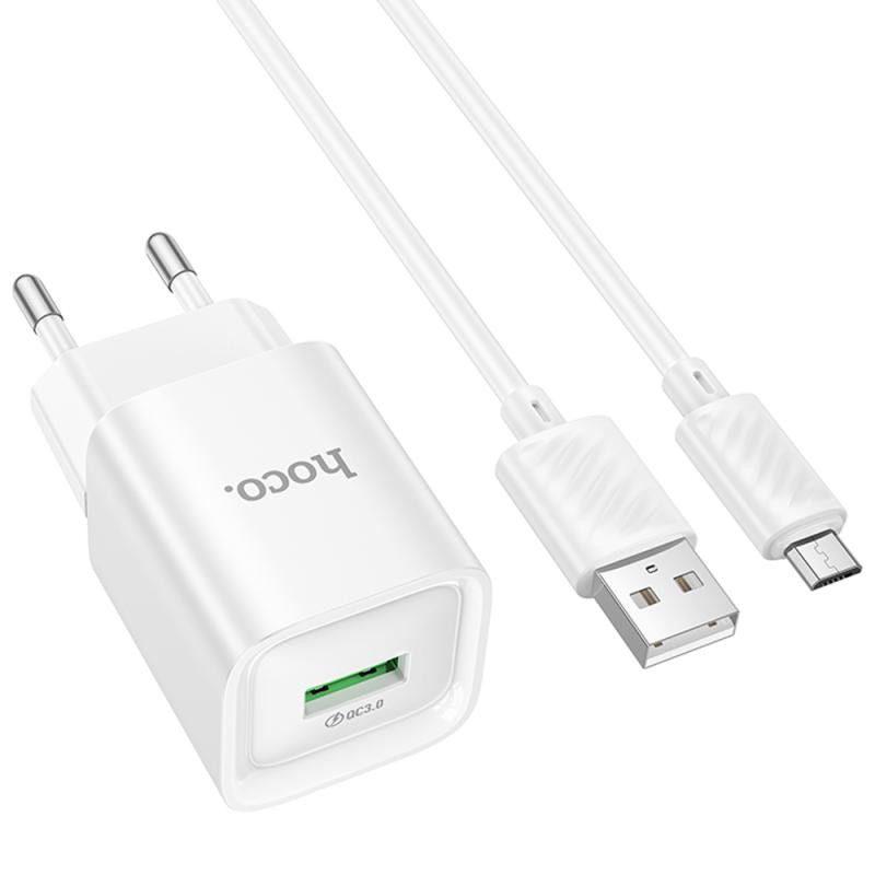 СЗУ Hoco C145A Charm QC3.0 18W (1USB-A) + кабель USB to MicroUSB Херсон - зображення 3