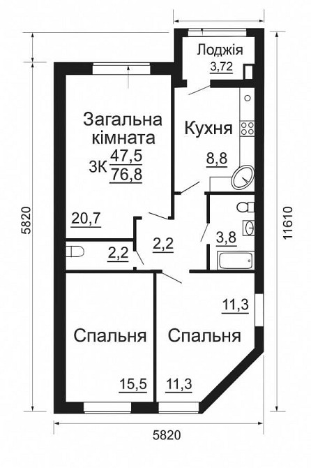 продажа 3-к квартира Киево-Святошинский, Софиевская Борщаговка, 3040000 грн.  - зображення 1