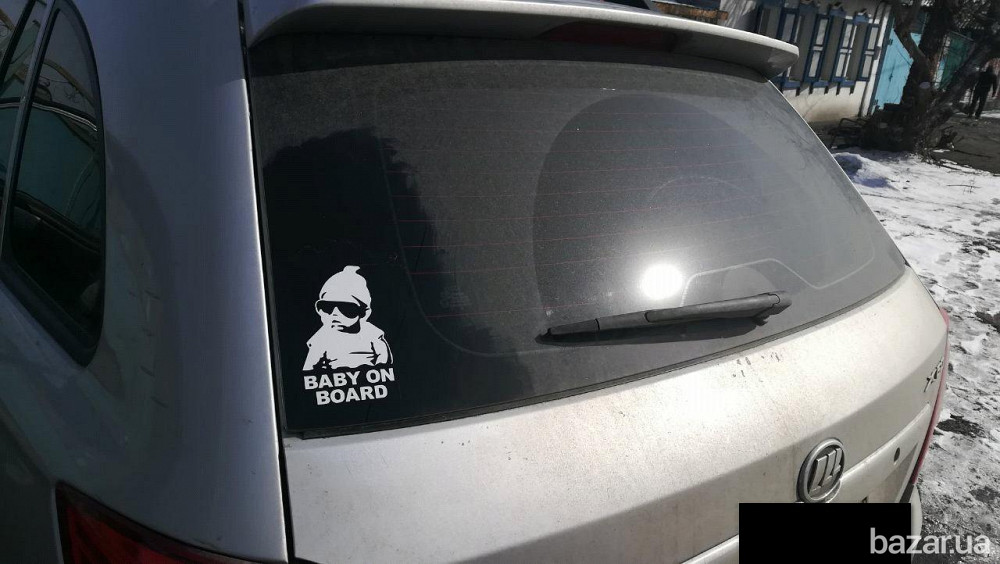 Наклейка на авто Ребенок в машине"Baby on board" Чёрная, Белая светоотражающая Бориспіль - зображення 5
