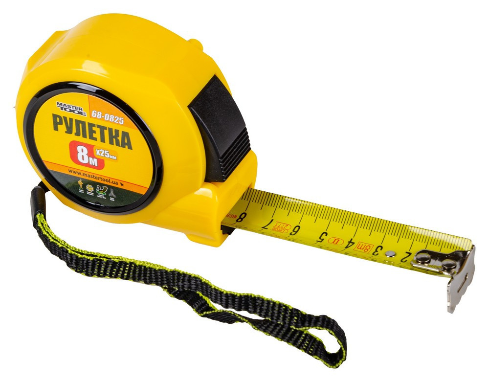 Рулетка MASTERTOOL 8 м х 25 мм автоматический фиксатор полотна 68-0825 Харків - зображення 1