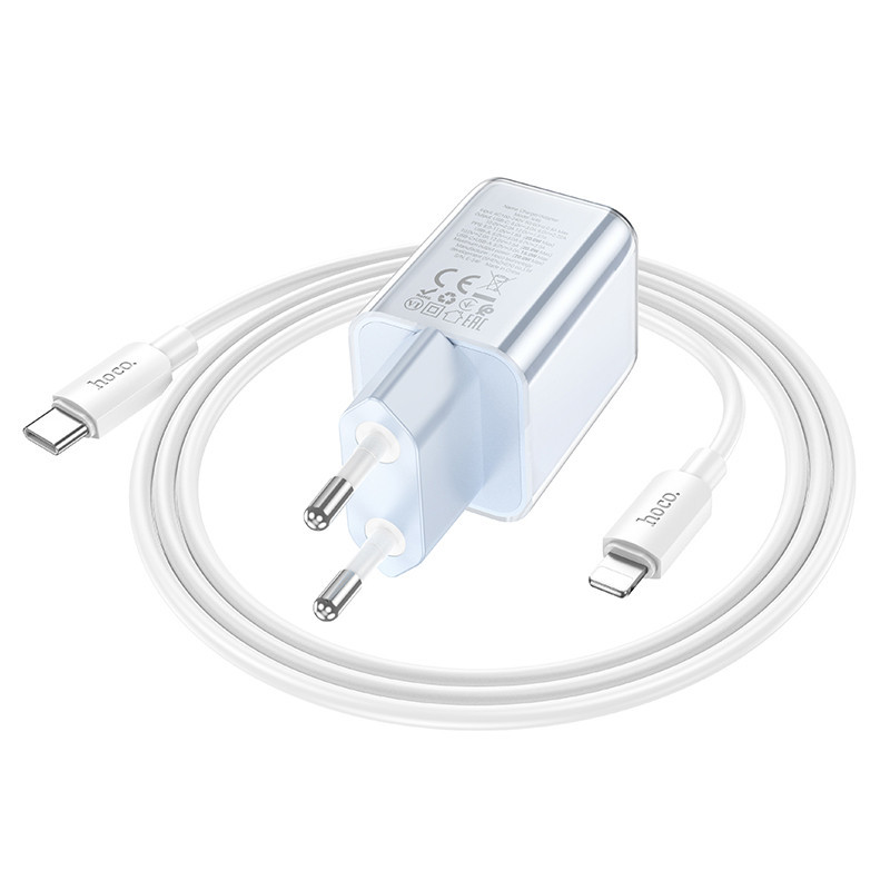 СЗУ Hoco N46 Glorious PD20W+QC3.0 (1USB-A/1C) + кабель Type-C to Lightning Херсон - зображення 4