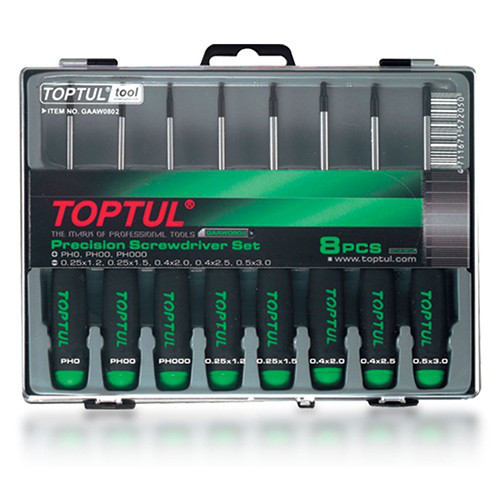 Набор прецизионных отверток TOPTUL (PH000-PH0, SL1.2-SL3) 8ед. GAAW0802 Харьков - изображение 1