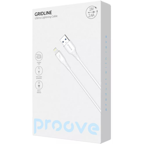 Кабель Proove GridLine USB to Lightning 2.4A 1m White (CCGL12001102) (Код товару:41589) Харьков - изображение 2