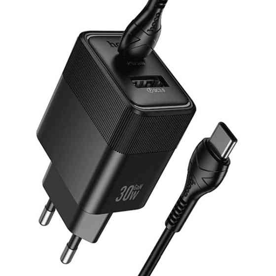 Мережевий зарядний пристрій Hoco CS112A Lounge PD30W+QC3.0 + cable Type-C to Type-C Black Харків