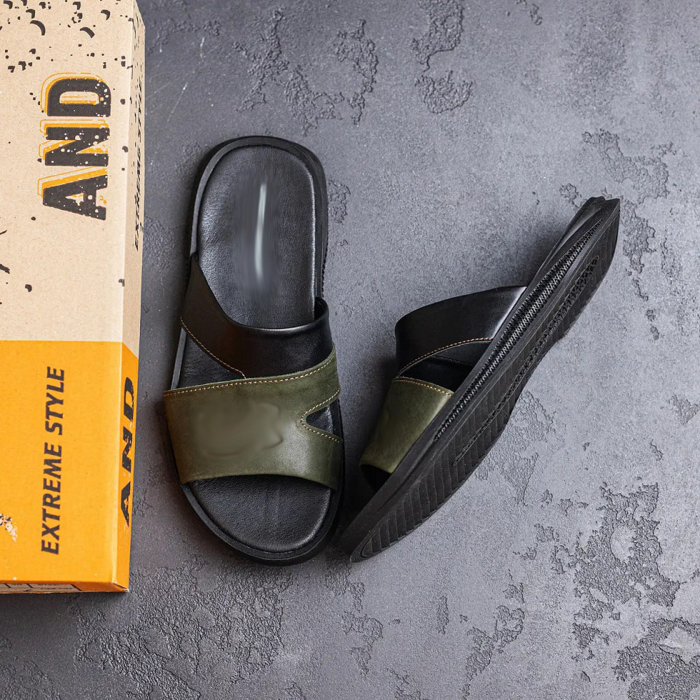 Мужские кожаные  летние шлепанцы-сланцы Київ - зображення 9