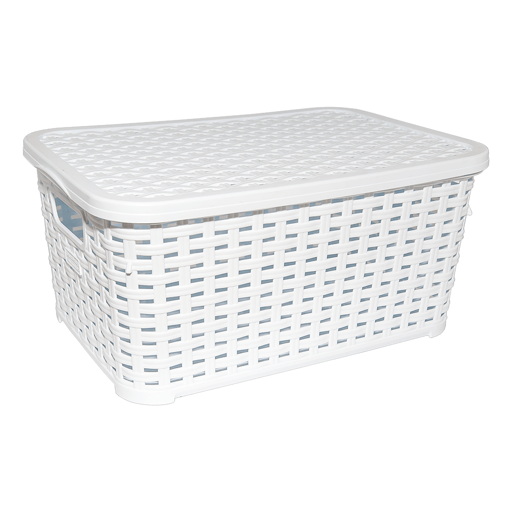 Корзина для белья под ротанг с крышкой 10 л белая Київ - зображення 1