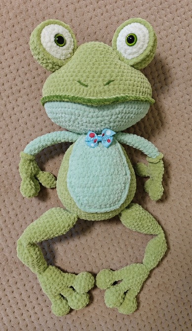 Жабка зелена велика 52 см м'яка в'язана іграшка сувенір ручна робота hand made Нововолинськ - зображення 3