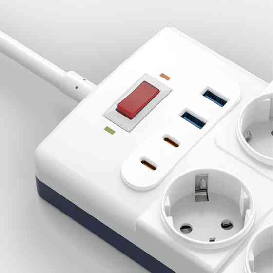 Удлинитель WIWU S008 Power Strip PD20W (2USB-A/2C/10xSocket) (2m) Херсон
