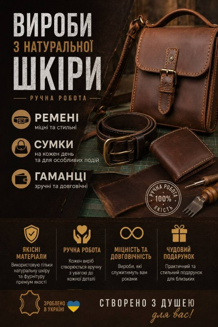 Виготовляю аксесуари ручної роботи з натуральної шкіри різних видів Київ - зображення 1