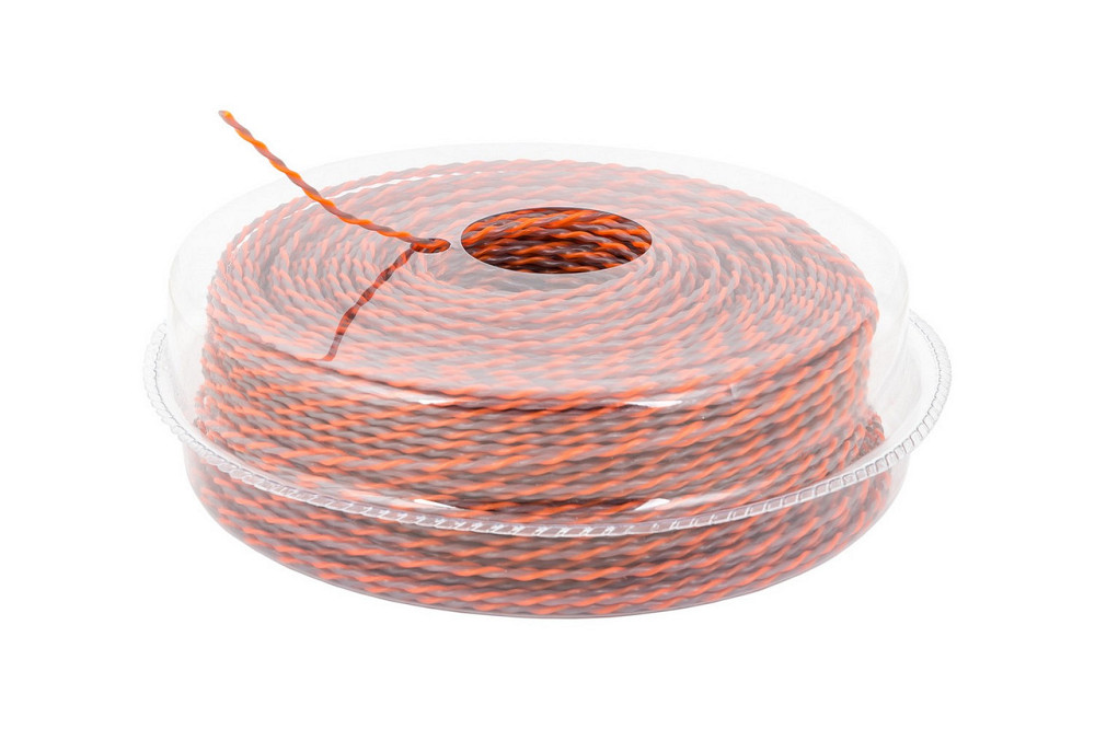 Леска для триммера бесшумная MASTERTOOL SPIRAL 2.40 мм 90 м (блистер) двухцветная 19-1612 Харків - зображення 1