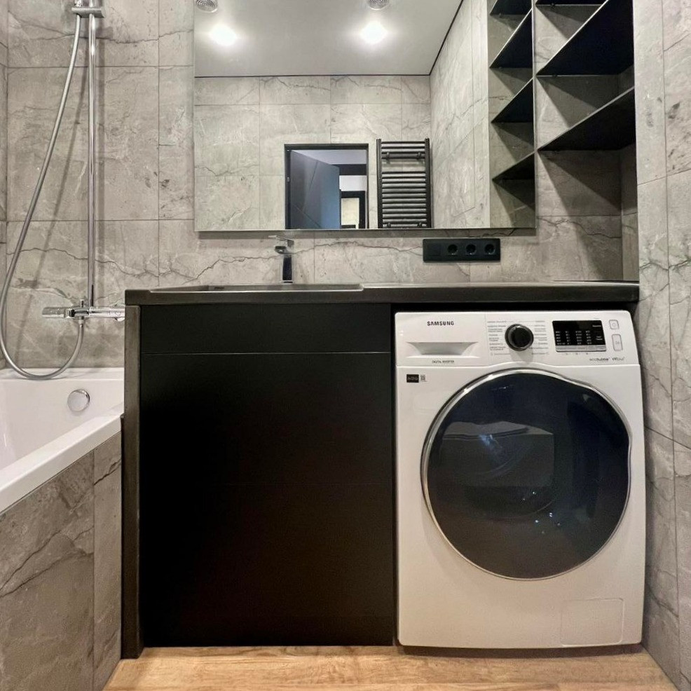 Тонкий бетонний умивальник графіт з опорою - лофт у ванну на замовлення Львів - зображення 6