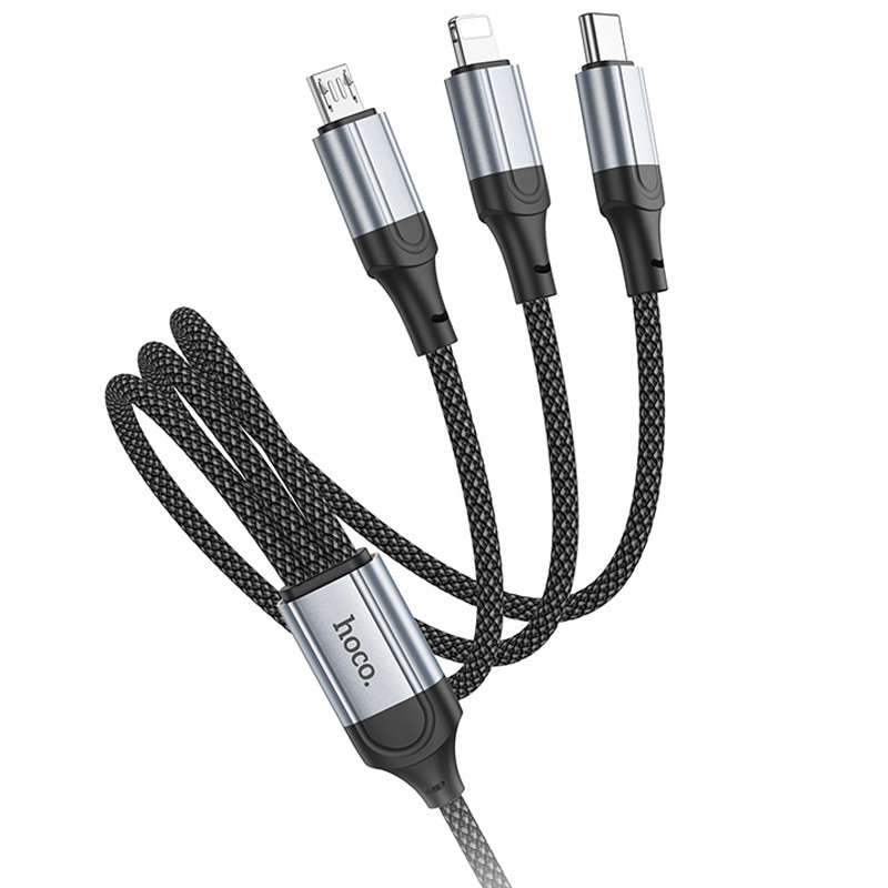 Дата кабель Hoco X102 Fresh 3in1 USB to Lightning /MicroUSB/Type-C 2.4A (1m) Херсон - зображення 2