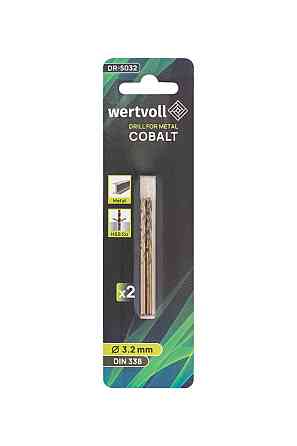 Сверло для металла WERTVOLL HSS 3.2х65 мм COBALT DIN 338 набор 2 шт DR-5032 Харків