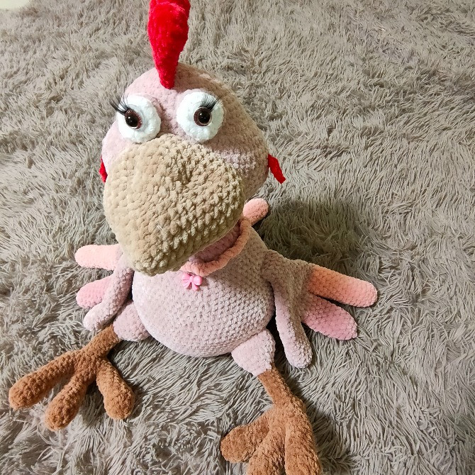 Іграшка м'яка курочка курка пташка в'язана 42см велика ручна робота Нововолынск - изображение 4