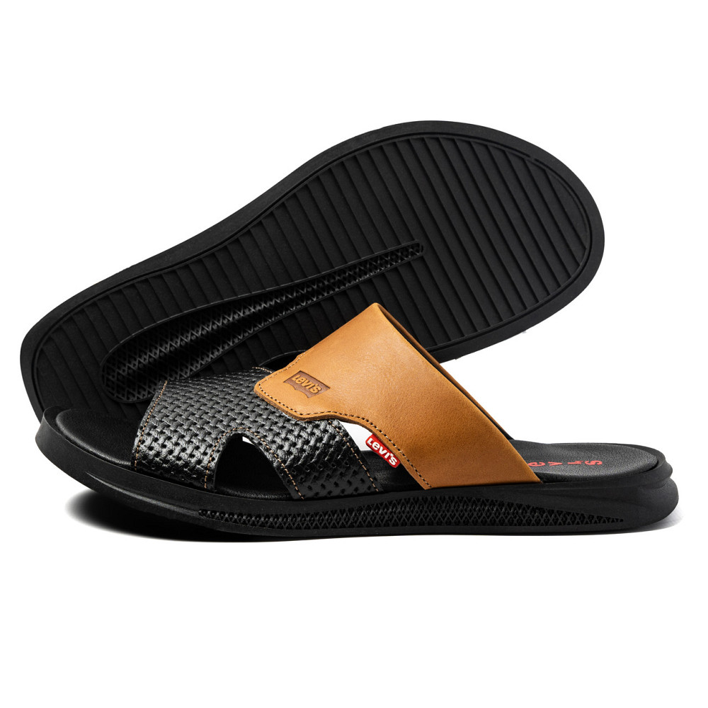 Мужские кожаные  летние шлепанцы-сланцы Levis Київ - зображення 1
