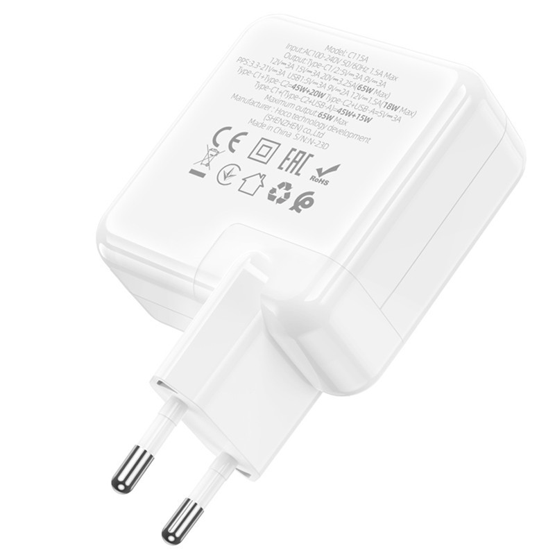 СЗУ Hoco C115A Header PD65W+QC3.0 (1USB-A/2C) Херсон - изображение 4