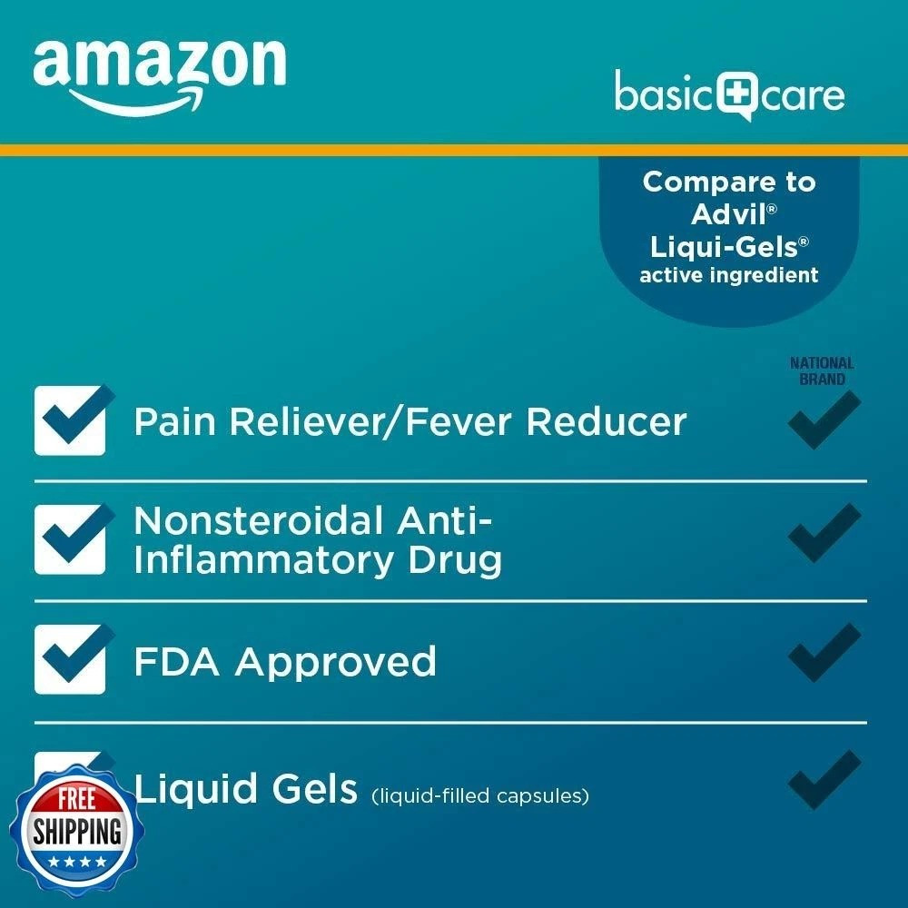 Amazon Basic Care Ibuprofen 200 мг, 160 капсул. Тернополь - изображение 3