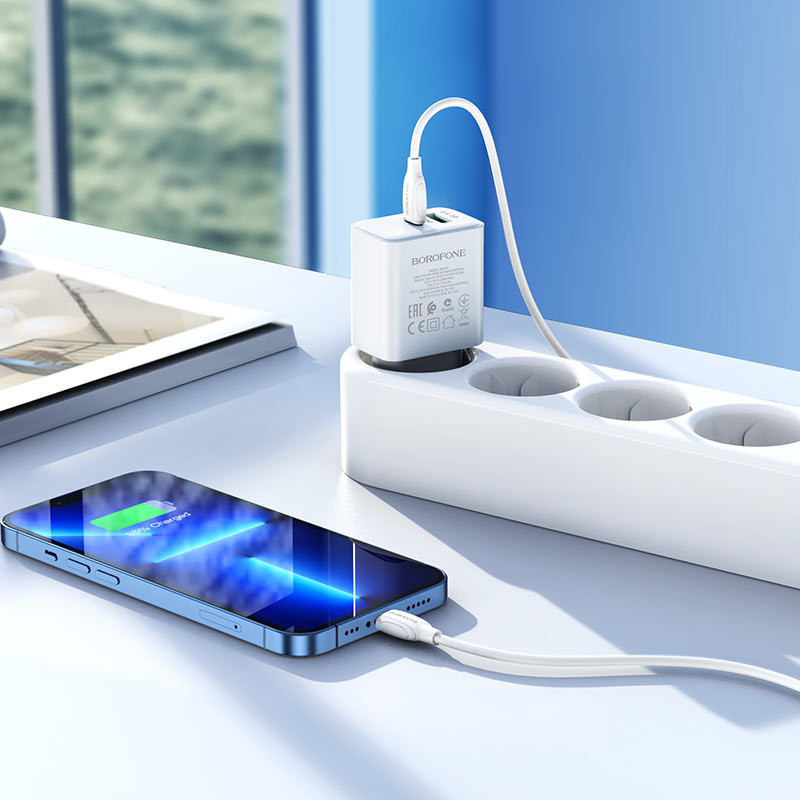 СЗУ Borofone BA67A PD20W+QC3.0 (1USB-A/1C) + кабель Type-C to Lightning Херсон - изображение 4