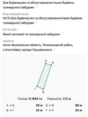 Хомяківка, продається ділянка під колибу чи ресторан - фасад на центральну дорогу Івано-Франківськ