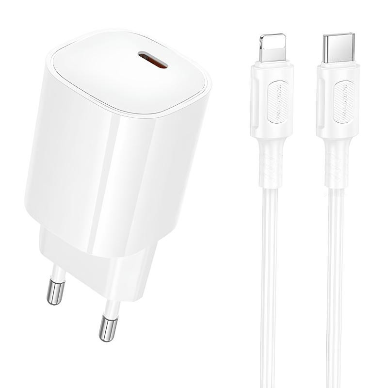 СЗУ Borofone BA103A Pudding PD20W (1USB-C) + кабель Type-C to Lightning Херсон - изображение 1
