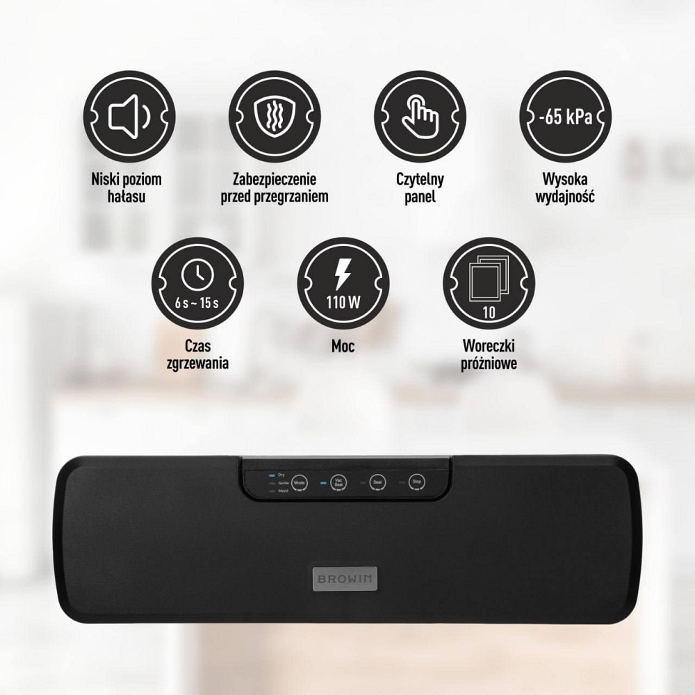 Вакуумный упаковщик Browin с пакетами черный (320623) Одеса - зображення 3