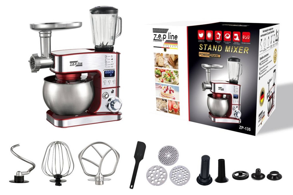 Кухонный комбайн 7 в 1 Zepline ZP-135-Red 4200 Вт красный Київ - зображення 2