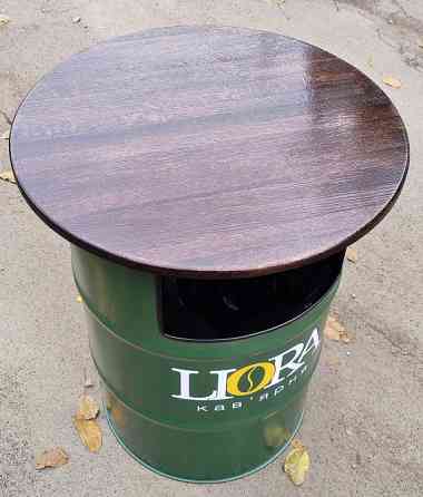 Урна 200 л з металевої бочки з вашим логотипом| урна для фудкорту, кафе, кав'ярні Київ