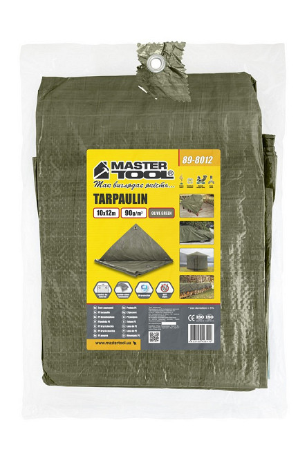 Тент универсальный MASTERTOOL TARPAULIN 10 × 12 м 90 г/м² Olive Green 89-8012 Харків - зображення 4