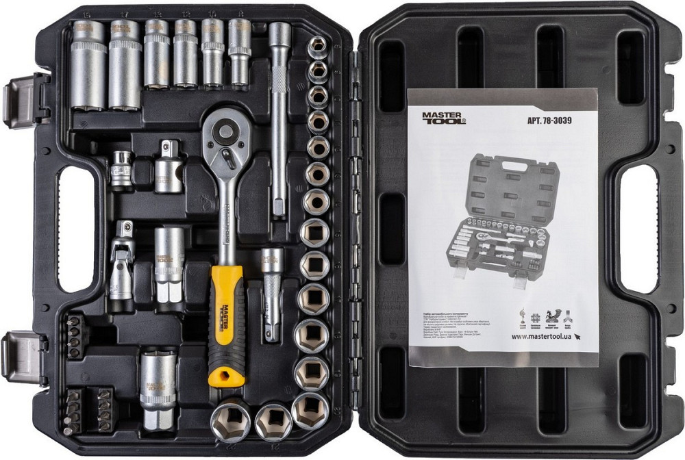 Набор инструментов MASTERTOOL ⅜" 39 шт 8-22 мм CrV кейс с металлическими замками 78-3039 Харків - зображення 3