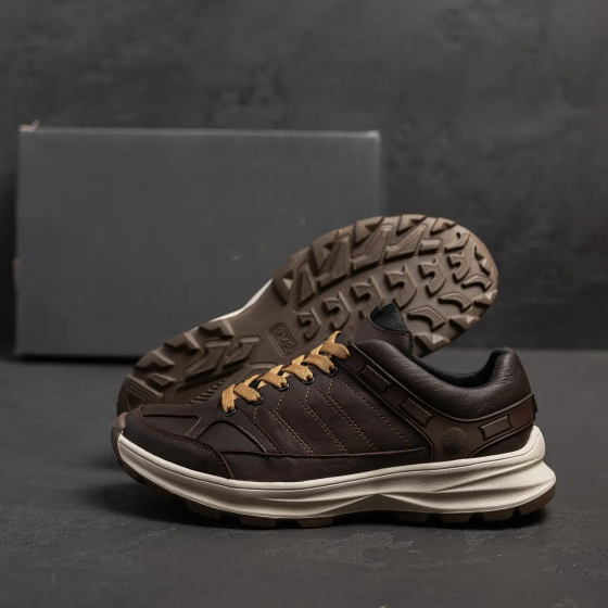 Мужские кожаные кроссовки Clasic Brown Київ