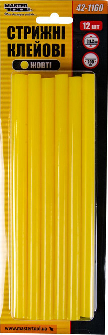 Стержни клеевые MASTERTOOL 11.2х200 мм 12 шт желтые 42-1160 Харків - зображення 2