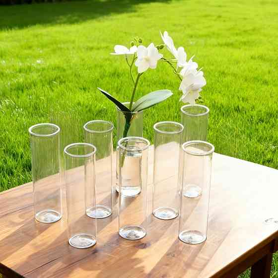 Вазы декоративные прозрачные Leeseph 18 см пластиковые, комплект 5 шт Одесса