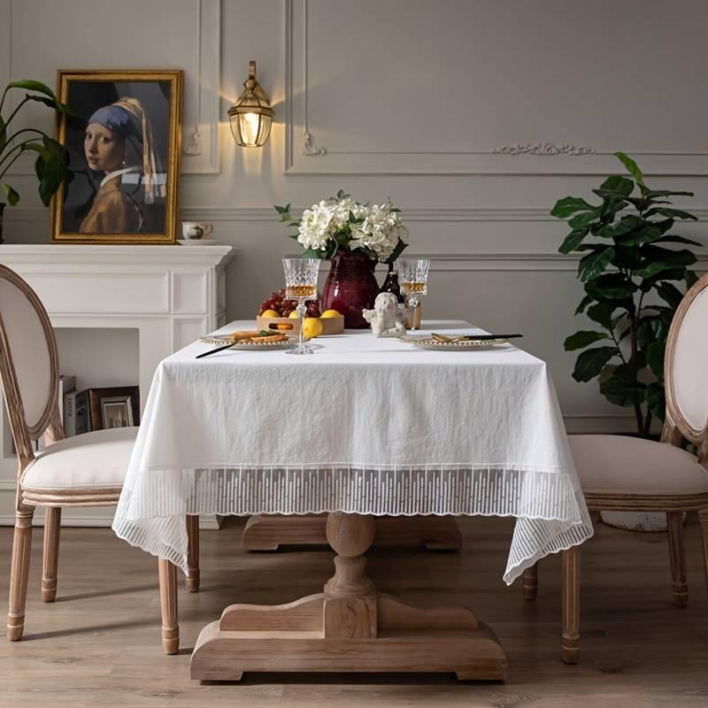 Скатерть с кружевной отделкой праздничная 140х200см белая Одеса - зображення 3