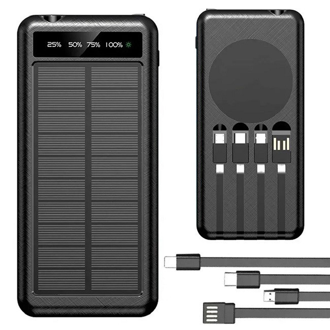 Павербанк універсальний на 50000 мАг 4 кабелі, з бездротовою зарядкою та сонячною панеллю Косов - изображение 1