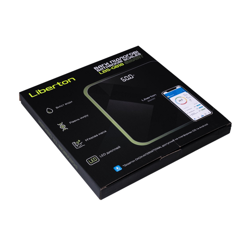 Весы напольные Liberton LBS-0818 Smart 180 кг черные Київ - зображення 6