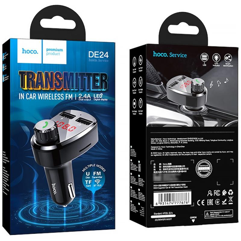 АЗУ FM модулятор Hoco DE24 QC3.0 (2USB-A) Херсон - зображення 5