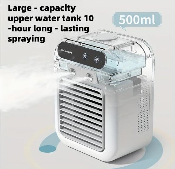 Портативний USB охолоджувач повітря 3-в-1 з розпиленням та резервуаром для води, акумулятор 3000 мАг Київ - зображення 2