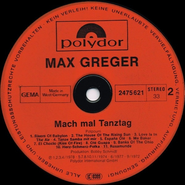 Виниловая пластинка Jazz Max Greger – Mach Mal Tanztag Вінниця - зображення 4