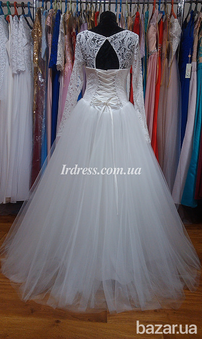 Свадебное платье с кружевными рукавами цвета айвори Киев - изображение 4