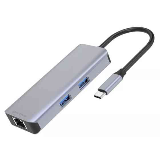 USB HUB Proove Iron Link 6 in 1 (2*USB3.0 + SD/TF + RJ45 + HDMI) Silver (HBI700010004) (Код товару:4 Харків